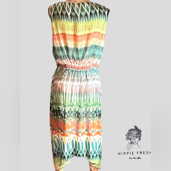 Nuture by Westbound Bohemian Striped w Embroidery Sleeveless Dress Size L - Picture 5 of 9